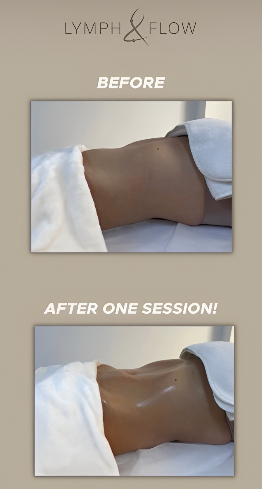 Face before and after lymphatic drainage
